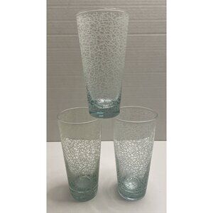 3 Vintage Libbey White Spaghetti String Tumblers Highball Glasses 6.25" - NEW